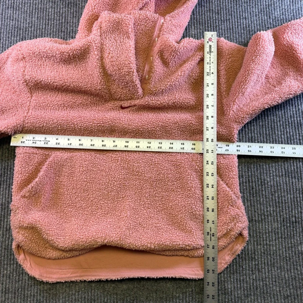 Nike Therma-FIT Women Pink Sherpa Fleece Quarter Zip Hoodie FN4783-618 Large